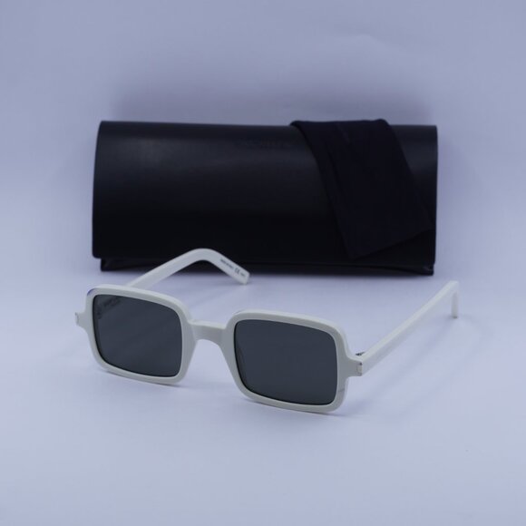 Saint Laurent SL332 003 Rectangle Sunglasses - Ivory/Grey - Picture 7 of 9